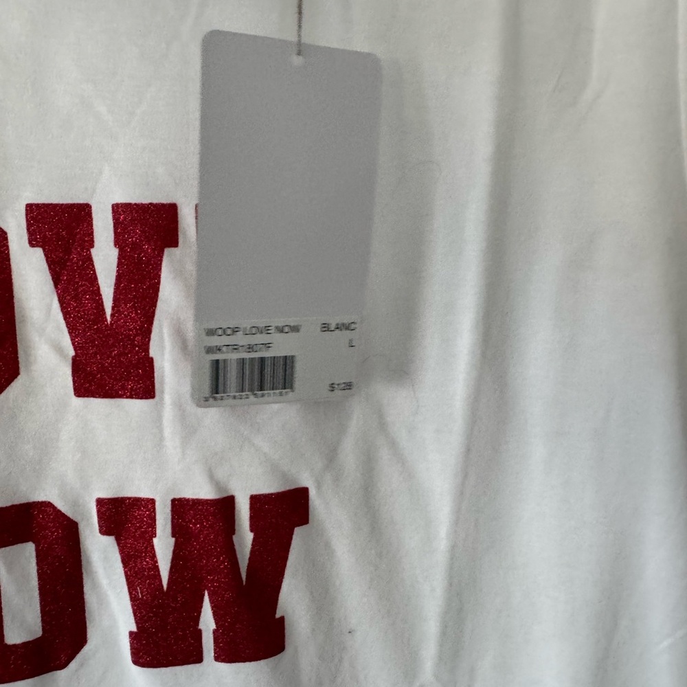 Zadig & Voltaire White Tee with Red Glitter Text